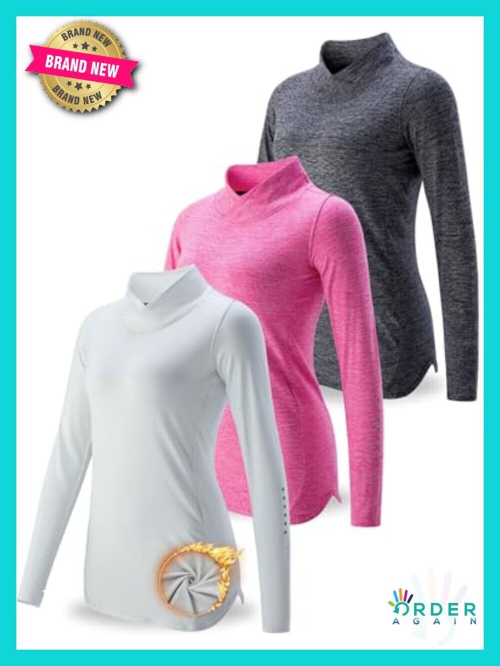 3 Pack Women's Thermal Micro-Fleece Mock Neck Long Sleeve Tops for Workout
